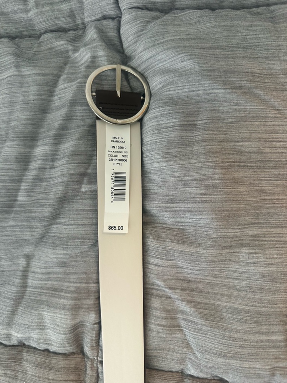 White Leather Belt with Round Silver Buckle